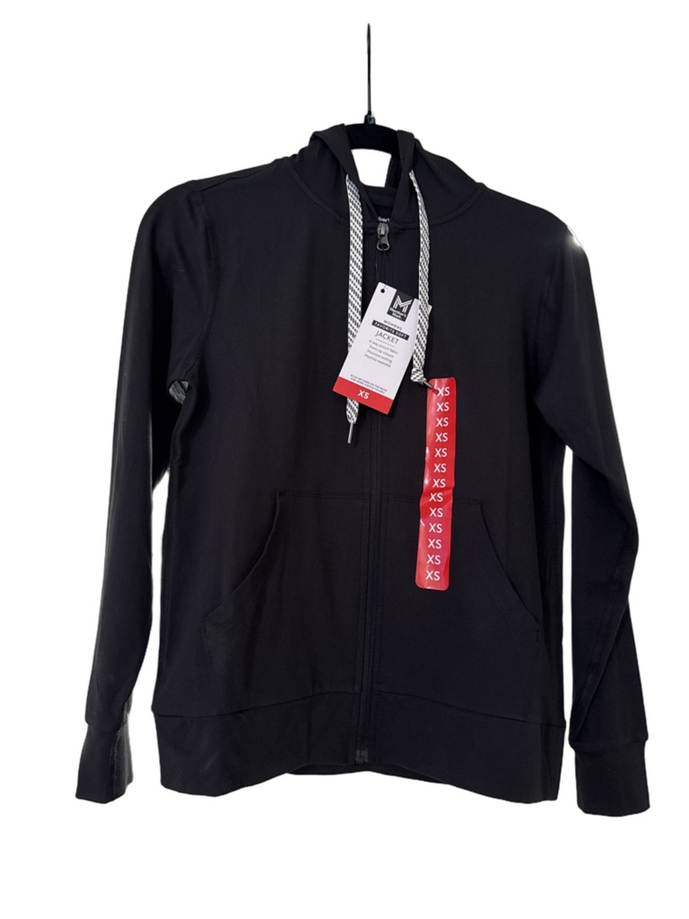 Black Zip-Up Hoodie with Drawstring